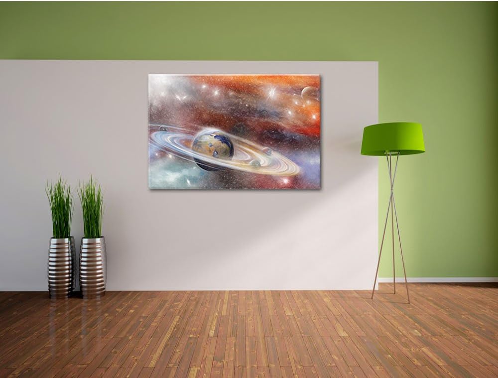 Pixxprint abstrakte Galaxie Kunst Buntstift Effekt, Format: 100x70 auf Leinwand, 100x70