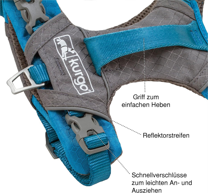 Kurgo Journey Air Hundegeschirr, Mit gepolstertem Brustteil und Rückgriff, Für Hunde von 11-23 kg, G
