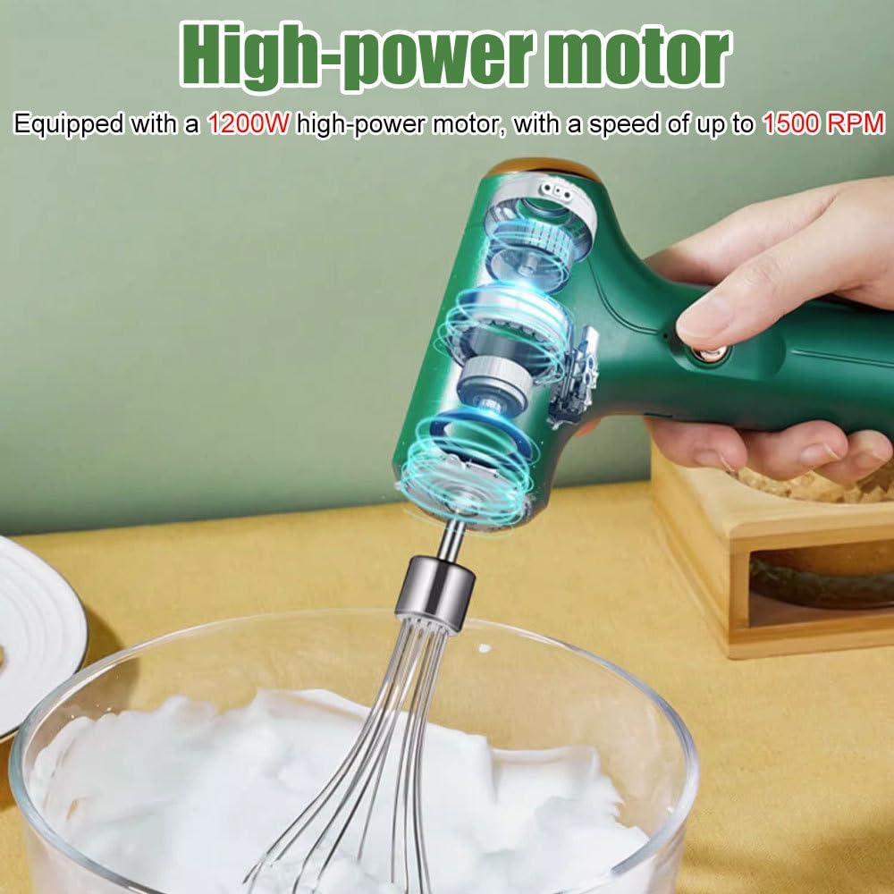 Kabellose Handmixer, 30W Elektrischer Handrührgerät mit Edelstahl-Schneebesen, 3 Geschwindigkeit, Wi