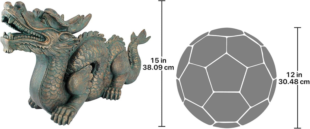 Design Toscano AL25253 Wandskulptur Asiatischer Drache der Grossen Mauer: Gross, Harz, grün, 23 x 75