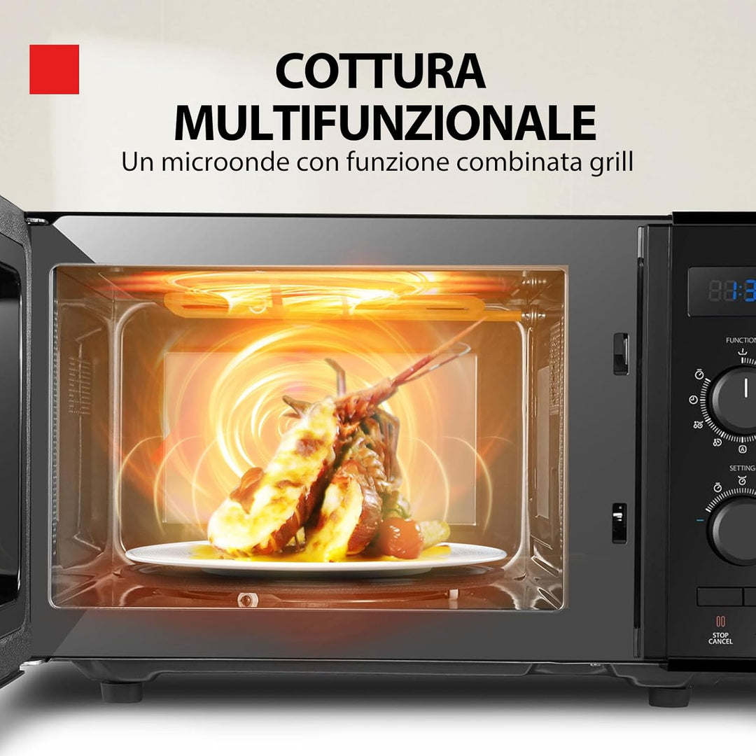 Toshiba 3-in-1 Mikrowelle mit Grill und Kombi-Kochen, 23 l, drehbarer Teller mit Positionsspeicher,