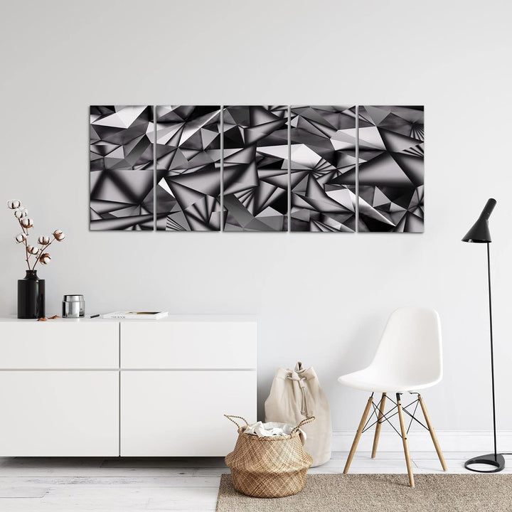Runa Art Wandbild XXL 3D Effekt Wohnzimmer 200 x 80 cm Schwarz Weiss 5 Teilig - Made in Germany - 50