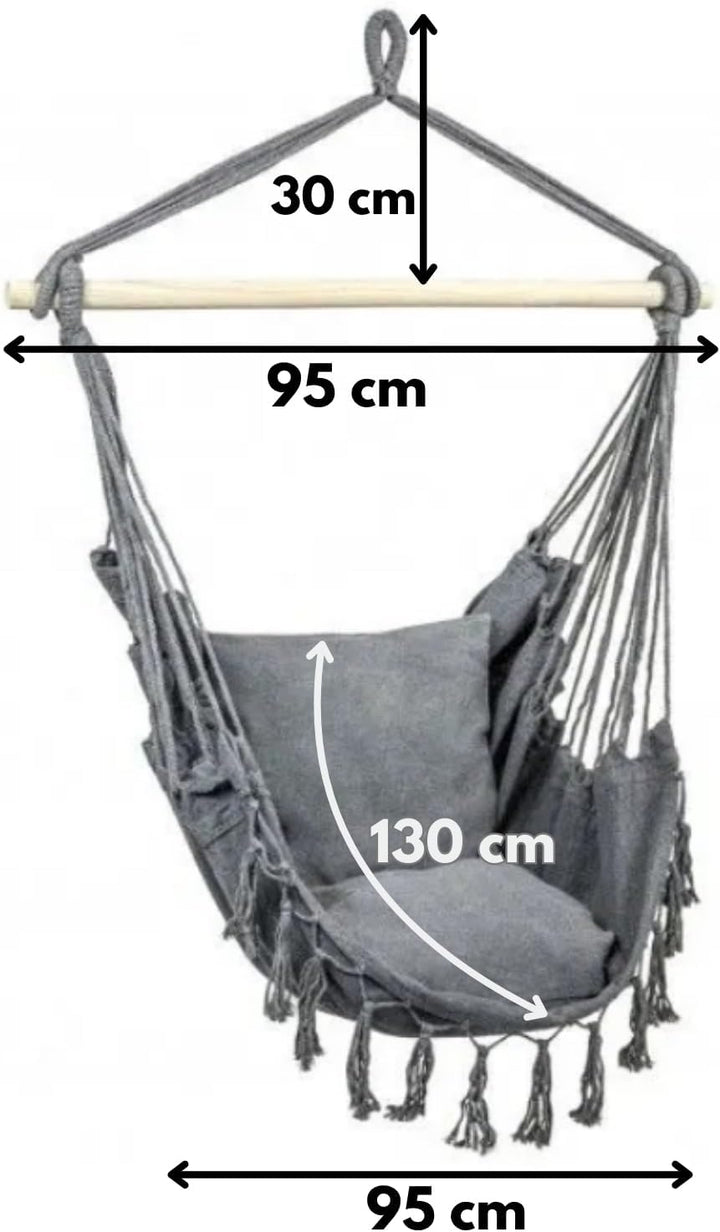 ZOLTA Hängesessel mit Kissen 130x95 cm - Indoor- und Outdoor Schlafzimmer, Camping und Garten - Häng