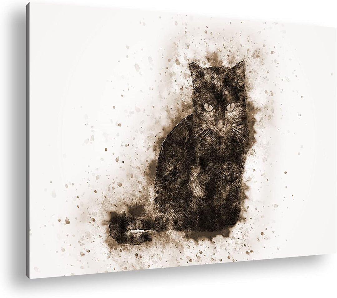 deyoli Katze Hauskatze Format: 100x70 Effekt: Sepia als Leinwandbild, Motiv fertig gerahmt auf Echth