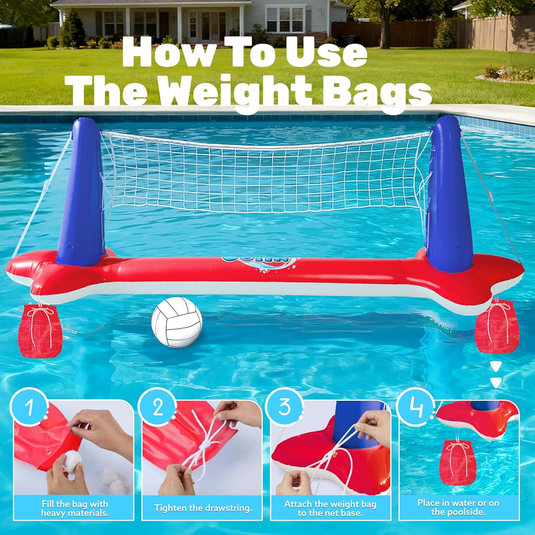 JOYIN Aufblasbare Pool Float Set, Volleyballnetz & Basketballkörbe & Bälle für Kinder und Erwachsene