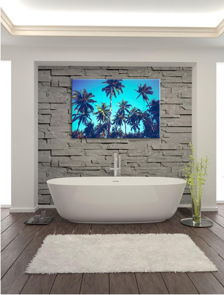 Tropische Palmen, Format: 100x70 auf Leinwand, XXL riesige Bilder fertig gerahmt mit Keilrahmen, Kun