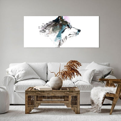 Wandbilder Dekoration Wohnzimmer Hund Illustration Fantasie Panorama Bilder auf Leinwand 120x50cm Le