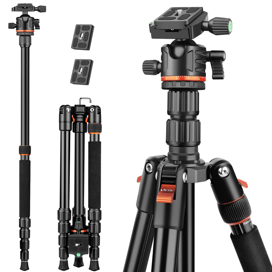 Victiv Schweres Kamera Stativ, 194cm Faltbares Aluminium Fotostativ, 2-in-1 Dreibein Stativ & Einbei