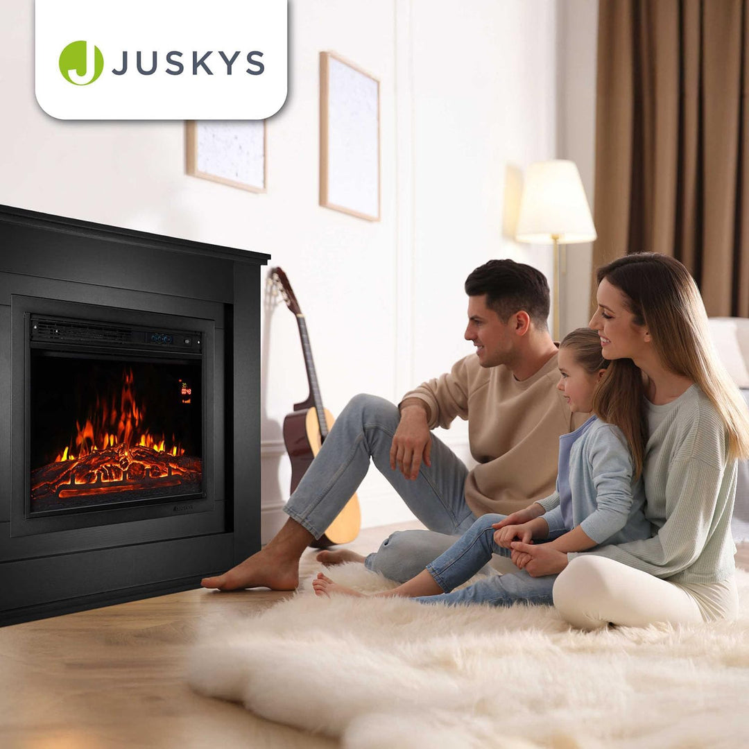 Juskys Elektrokamin 1000 / 2000 W mit Heizung, Kaminfeuer, Flammeneffekt, Fernbedienung, LED Beleuch