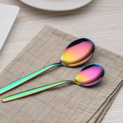 Berglander 24 Stück Titanium Regenbogen Farbe Plated Besteck, 24 Stück bunte Besteck Set, Multi Farb