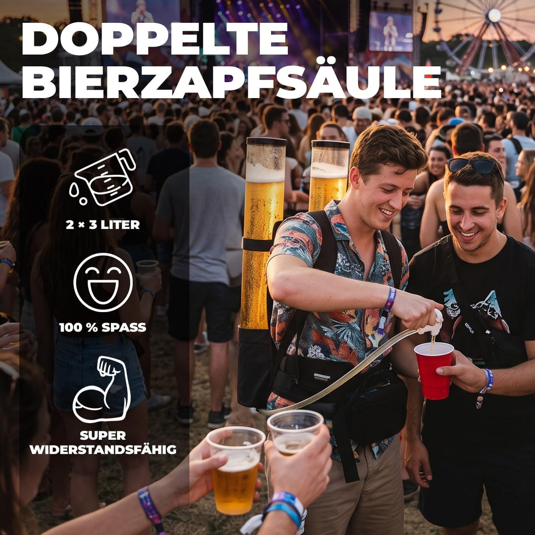 Doppelte Biergiraffe Jet Pack | Getränkespender | Rucksack | Premium Qualität | 2 Tanks | 2 x 3L Get