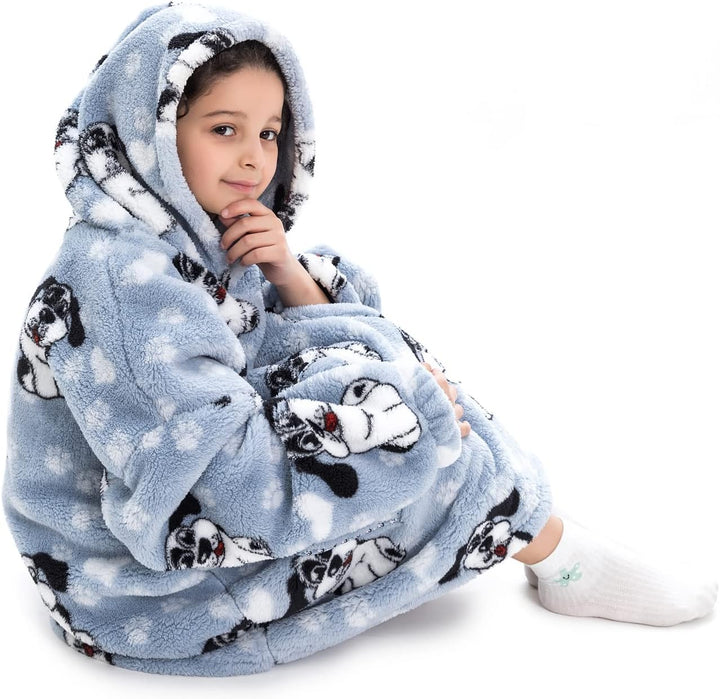 Kinder Übergrosse Kapuzenpullover,Super Weich Warmes Bequeme Tragbare Decken Sweatshirt für Mädchen