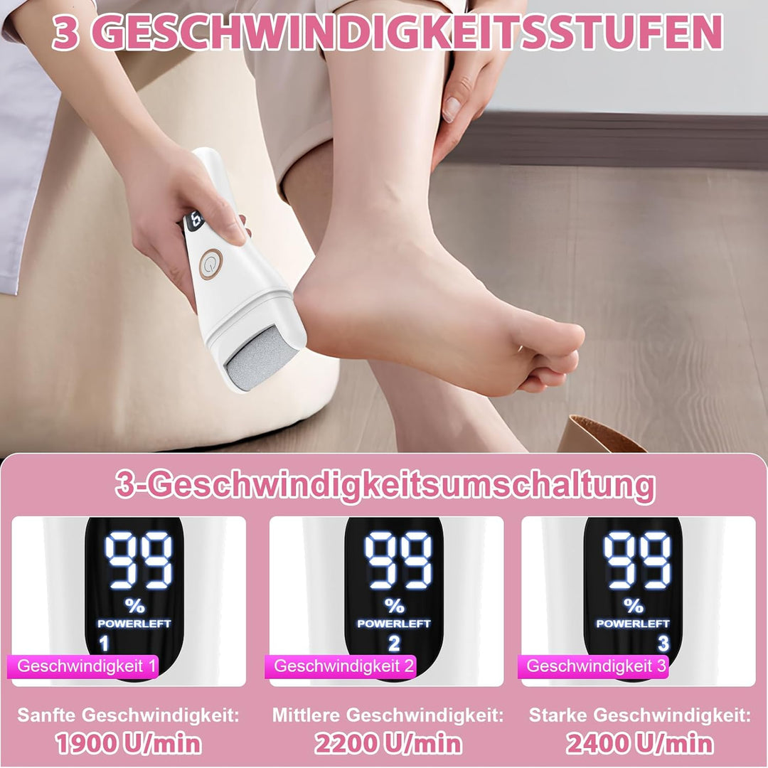 Hornhautentferner Elektrisch Einstellbare Geschwindigkeit, AOMEES Elektrischer Hornhautentferner mit