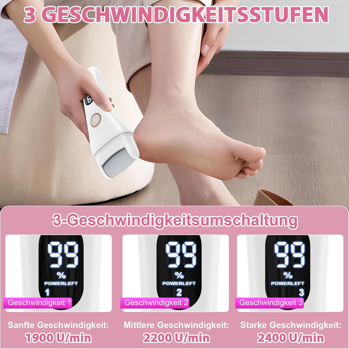 Hornhautentferner Elektrisch Einstellbare Geschwindigkeit, AOMEES Elektrischer Hornhautentferner mit