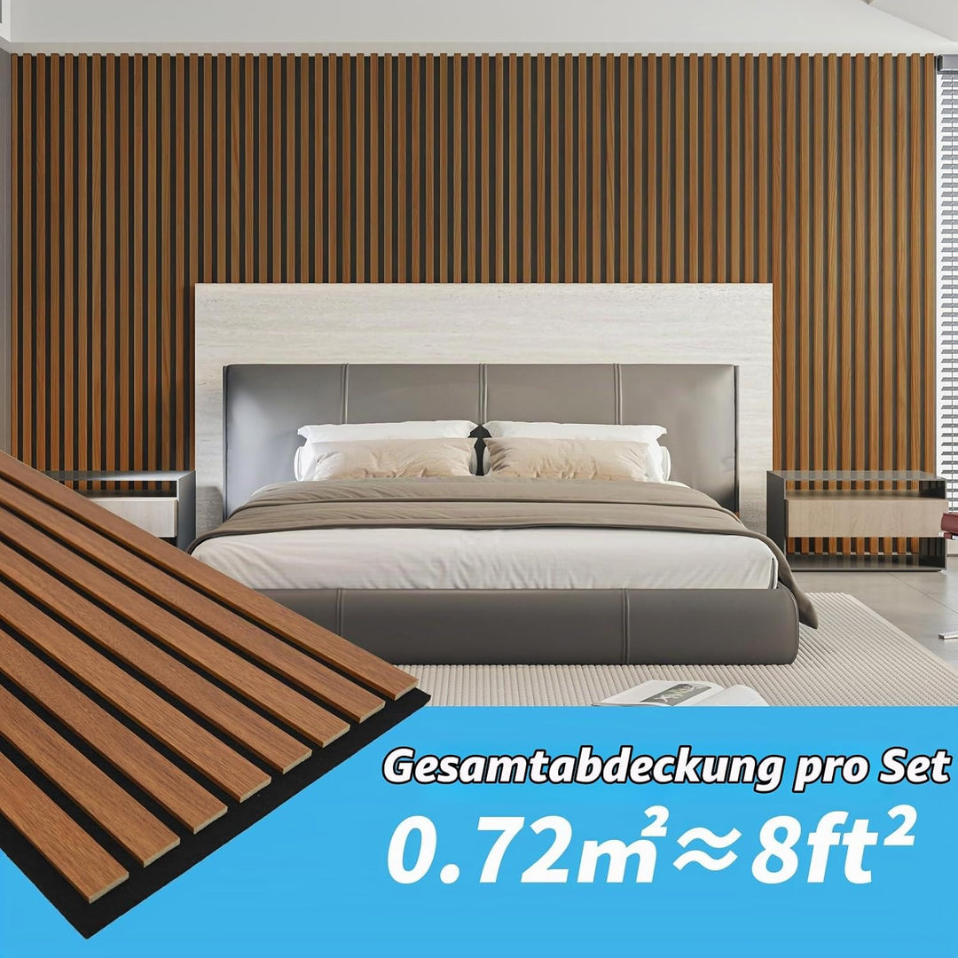 Art3d 4 Stück Akustikpaneele Walnuss 3D Wand | Schalldämmend &amp; Schallabsorber | Holzfurnier mit Filz