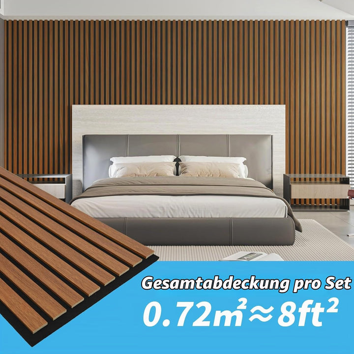 Art3d 4 Stück Akustikpaneele Walnuss 3D Wand | Schalldämmend &amp; Schallabsorber | Holzfurnier mit Filz