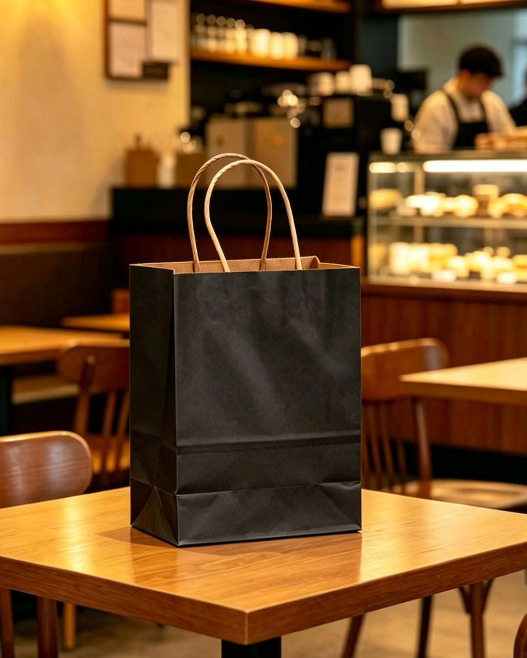 Gcardist 100-Packs schwarzes Geschenk Taschen mit Griffen Bulk 11"x8.3"x4.3" Medium Grösse Kraftpapi