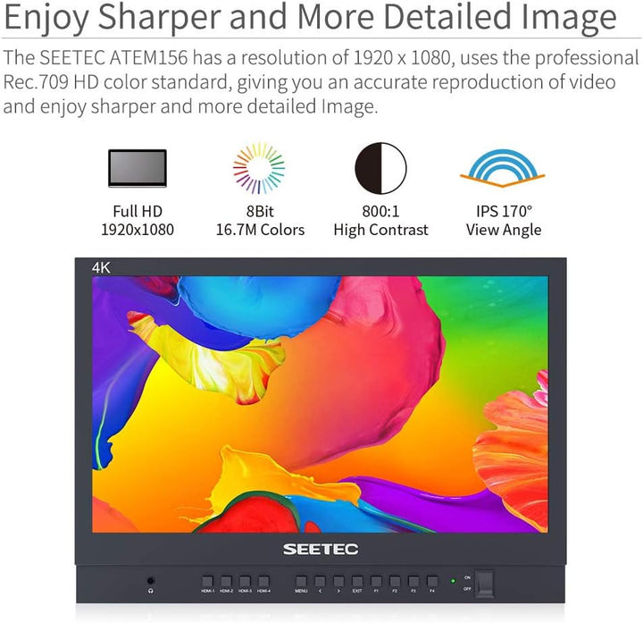 SEETEC ATEM156 15,6 Zoll-Live-Streaming Broadcast Director Monitor mit 4 HDMI-Eingängen und vierfach