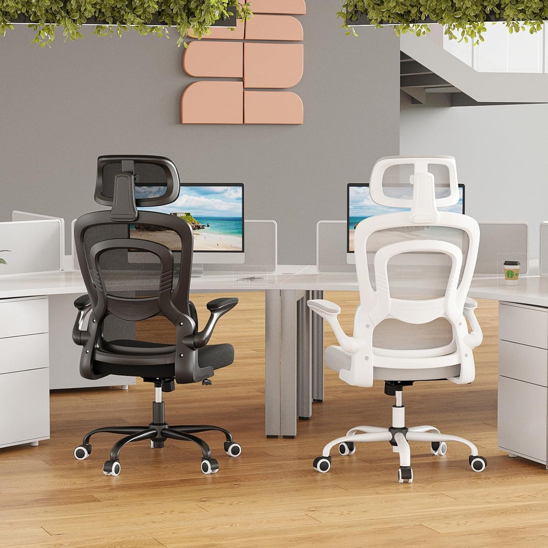 Farini Schreibtischstuhl mit Kleiderständer Bürostuhl Ergonomisch mit Verstellbarer Kopfstütze, Offi