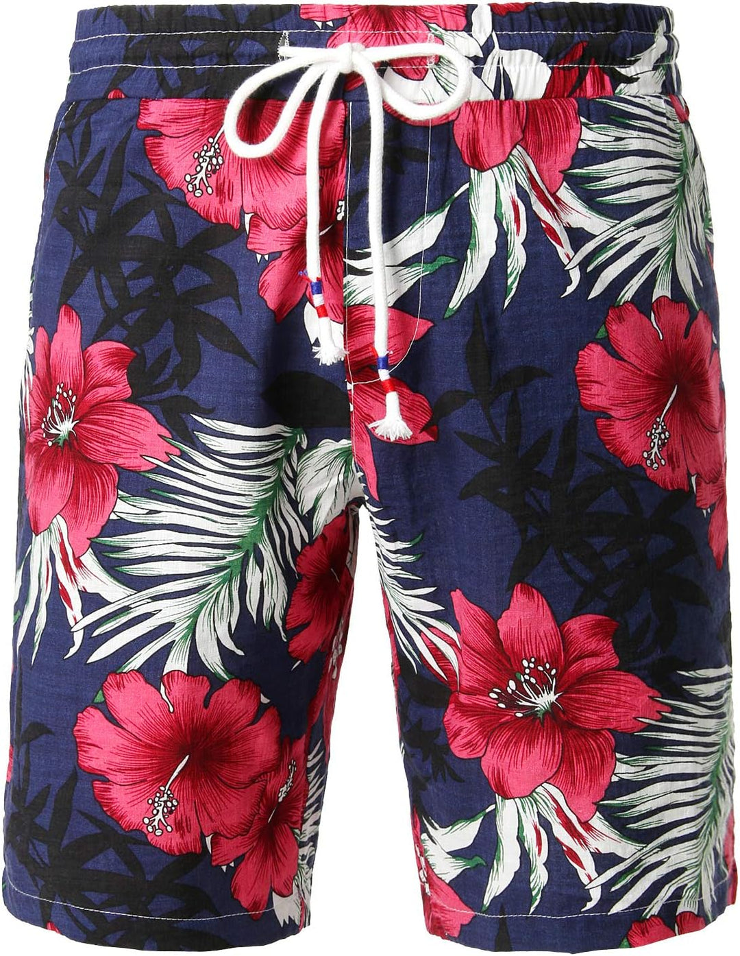 JOGAL Herren Casual Floral Blumenmuster Kurzarm Hawaiihemd Marine M, Marine M
