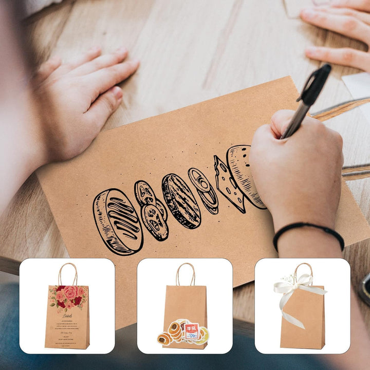 Switory 100pc Kraft Papiertüte, 20cm x 12cm x 26,5cm Brown Shopping Geschenktüte mit verdrehten Grif