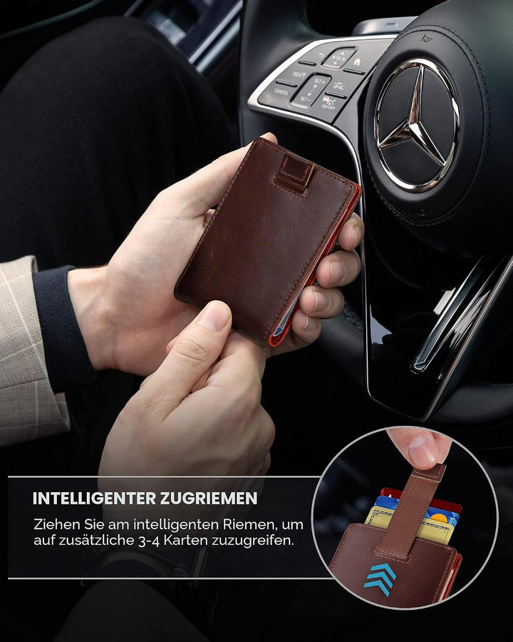 SERMAN BRANDS RFID-blockierende, schlanke Bifold-Echtleder-Geldbörsen für Herren, minimalistische Vo