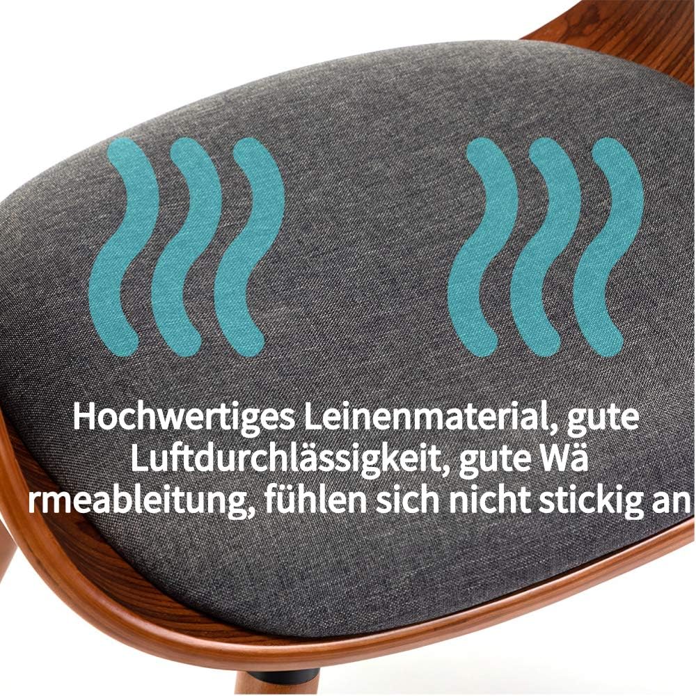 Mingone Esszimmerstühle Holz Küchenstühle Retro Polsterstuhl mit Armlehnen Design Stuhl Linen Stoff