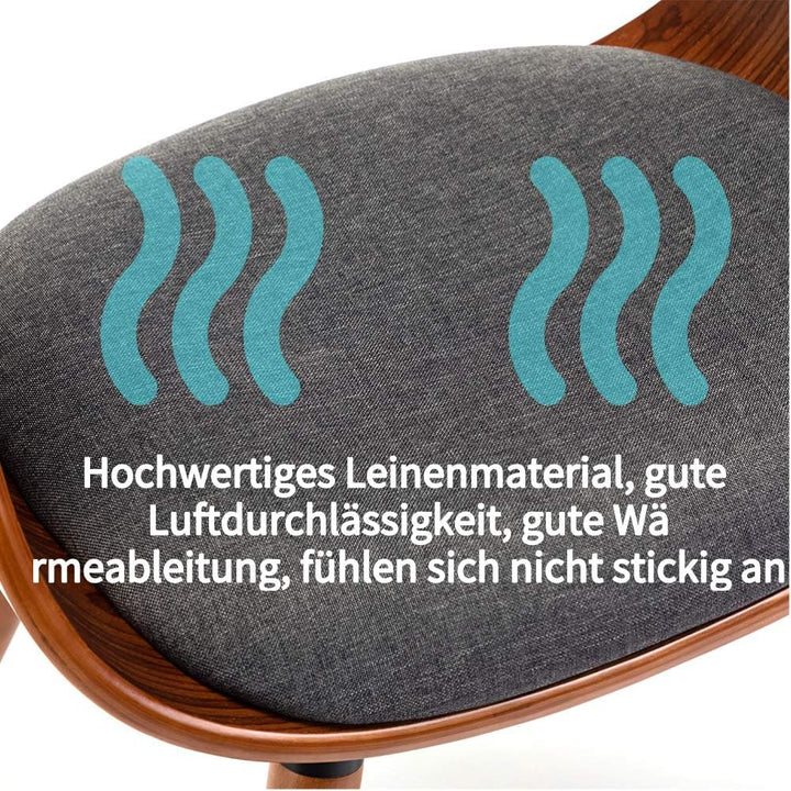 Mingone Esszimmerstühle Holz Küchenstühle Retro Polsterstuhl mit Armlehnen Design Stuhl Linen Stoff