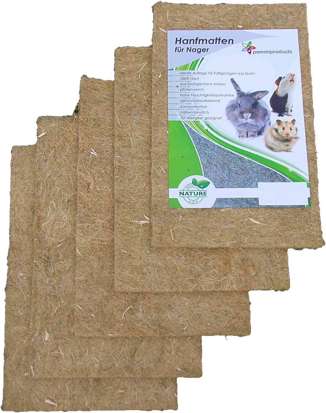 pemmiproducts Nager-Teppich aus 100% Hanf, 40 x 25 cm ca. 10 mm dick, 5er Pack,(EUR 4,18/Stück) Nage