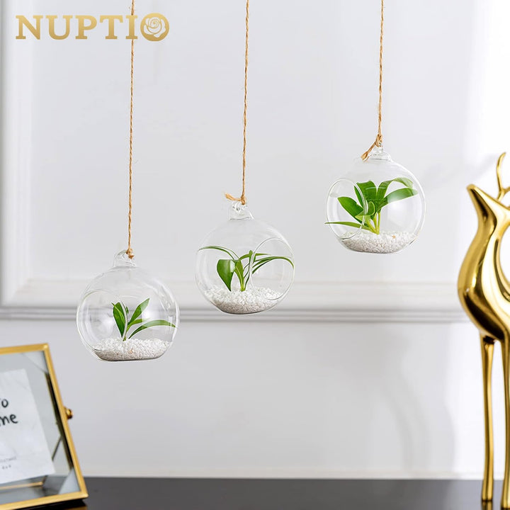 NUPTIO 12 Stücke 8cm Hängen Glaskugel Teelicht Kerzenhalter Hause Hochzeit Mittelstücke Decor Garten