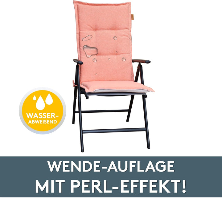 LILENO HOME Gartenstuhl Auflagen [2er Set - Hochlehner] in Lachs - Bequeme Liegen als Sitzauflagen f
