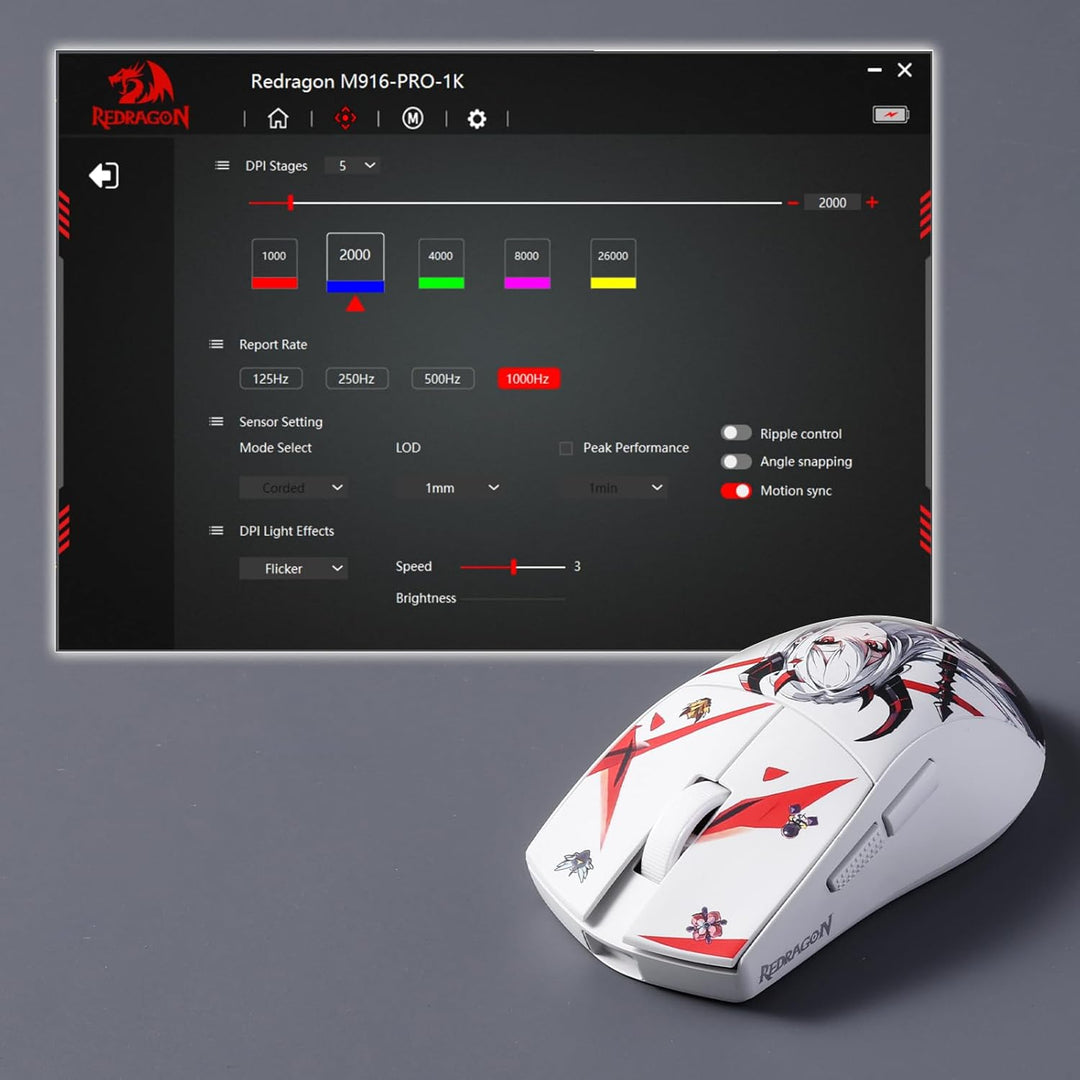 Redragon M916AK-PRO 3-Modus Kabellose Gaming-Maus, 49G ultraleichte 26K DPI Maus mit ergonomischem G