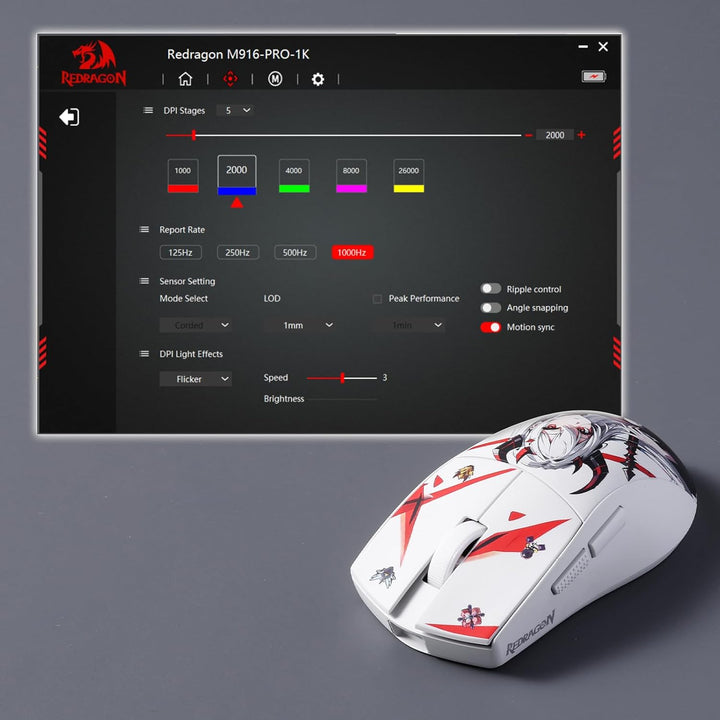 Redragon M916AK-PRO 3-Modus Kabellose Gaming-Maus, 49G ultraleichte 26K DPI Maus mit ergonomischem G