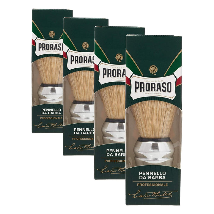 Proraso (Grüne Linie) - Rasierpinsel, Naturborste und verchromter Kunststoffgriff, 1 Stück (4er Pack