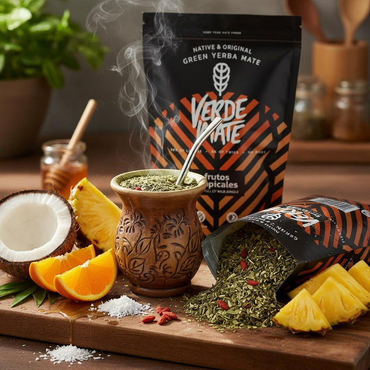 Mate Tee Verde Mate Frucht Set 1,5kg - Brasilien Yerba Mate - 5mm Grobe Blätter - Luftgetrocknet, St