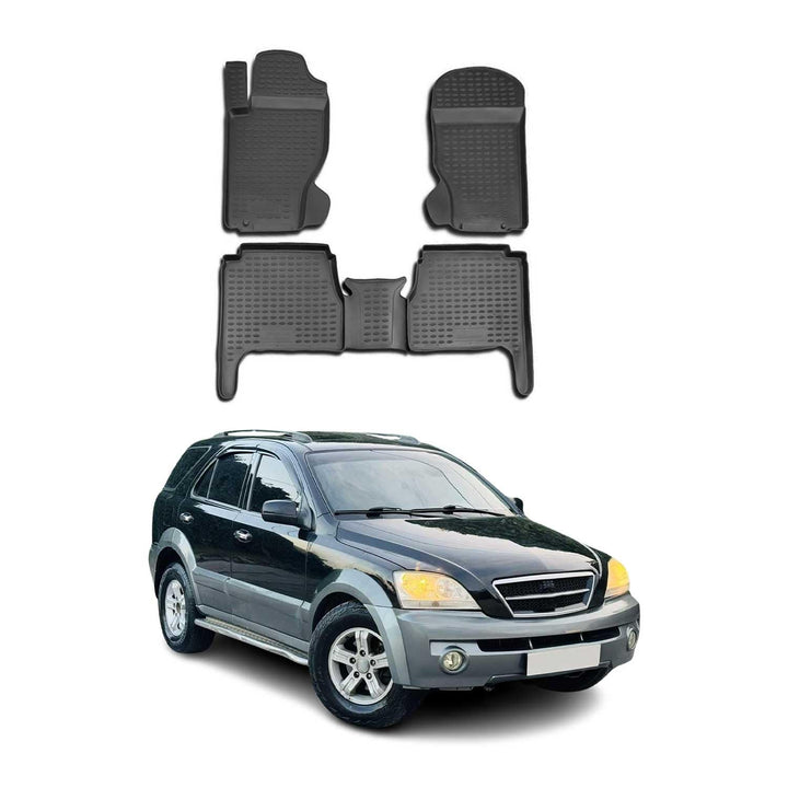 OMAC Gummimatten Fussmatten kompatibel mit Kia Sorento 2002-2009 TPE Automatten Schwarz 4X Fussmatte