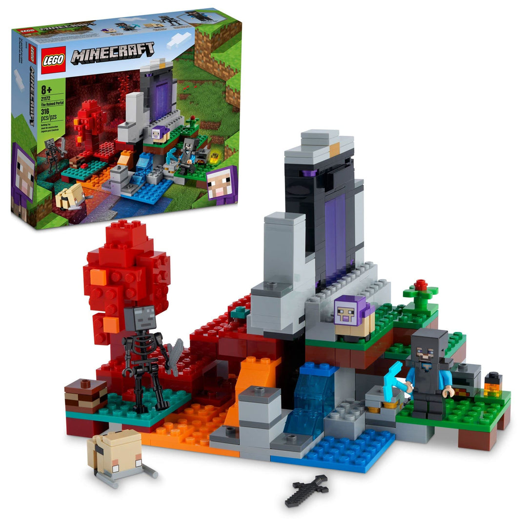 LEGO Minecraft The Ruined Portal 21172 Building Kit; Fun Minecraft Toy for Kids with Steve and a Wit