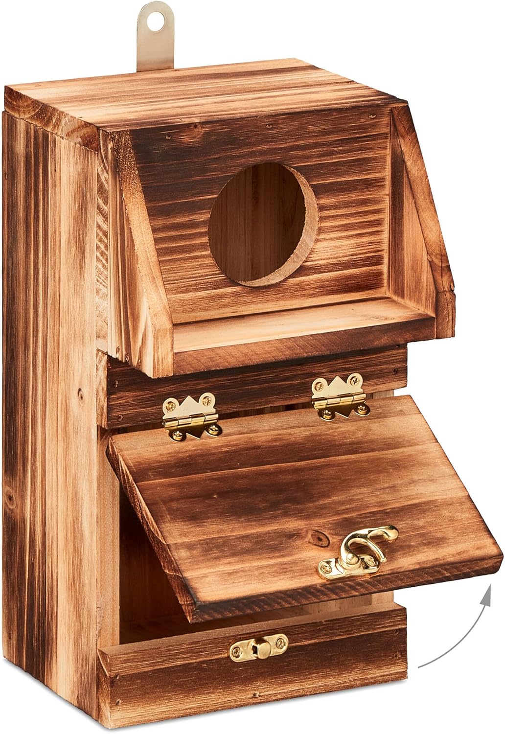 Relaxdays Nistkasten für Kohlmeise &amp; Gartenrotschwanz, mit Reinigungsklappe, Holz, Vogelnistkasten z