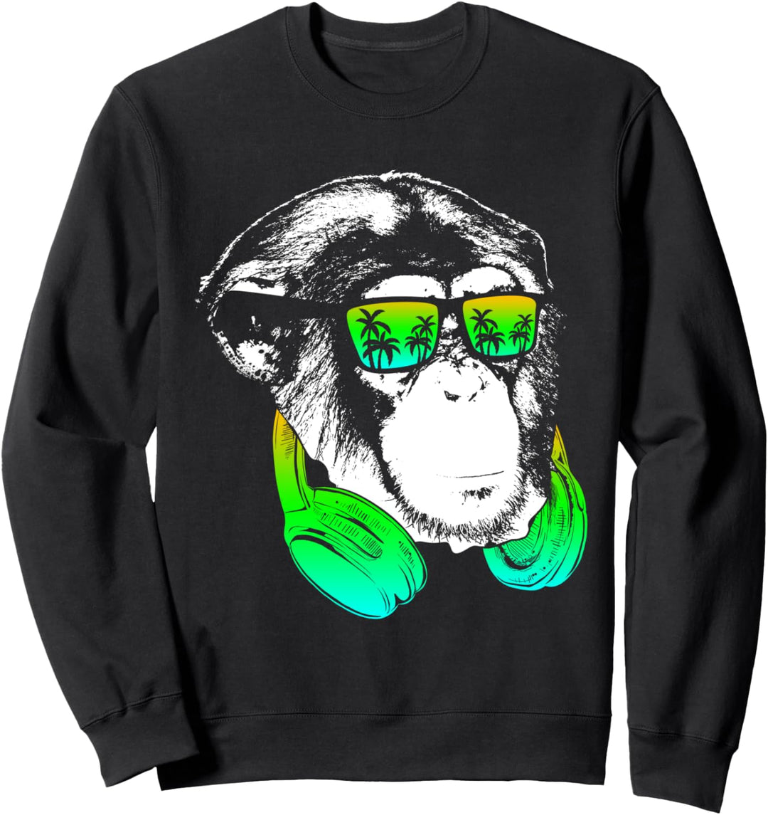 Monkey Cooler Affe DJ Kopfhörer Geschenkidee Party Musik Sweatshirt