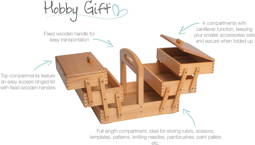 Hobby Gift GB8450 Holz Cantilever Sewing Hobby Craft Aufbewahrungsbox, 3-Stufen, 23 x 31 x 25.2cm, 3