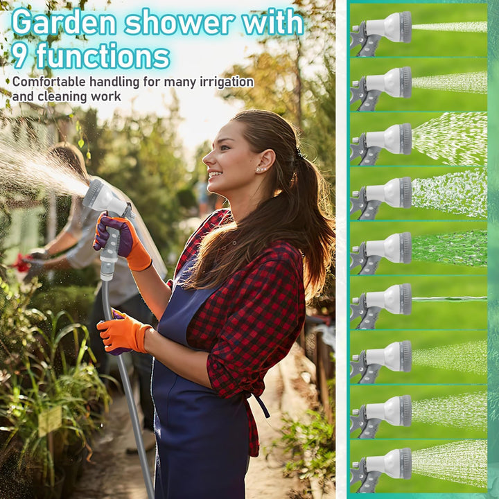 Automatische Gartenschlauchtrommel 20+2m mit Wandhalterung, Schlauchaufroller mit Handbrause und Gar