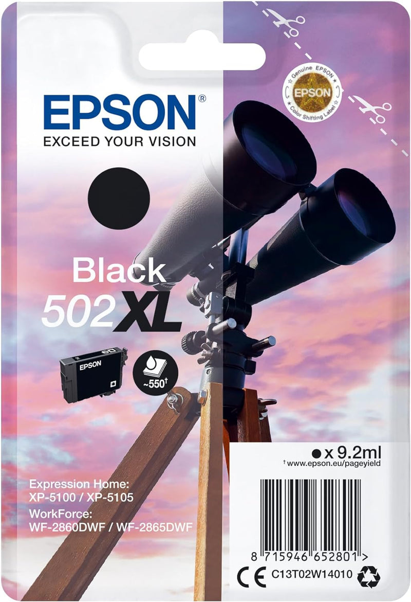 Epson Original 502XL Tinte Fernglas Singlepack schwarz XL, XP-5100 XP-5105 XP-5150 XP-5155 WF-2860DW