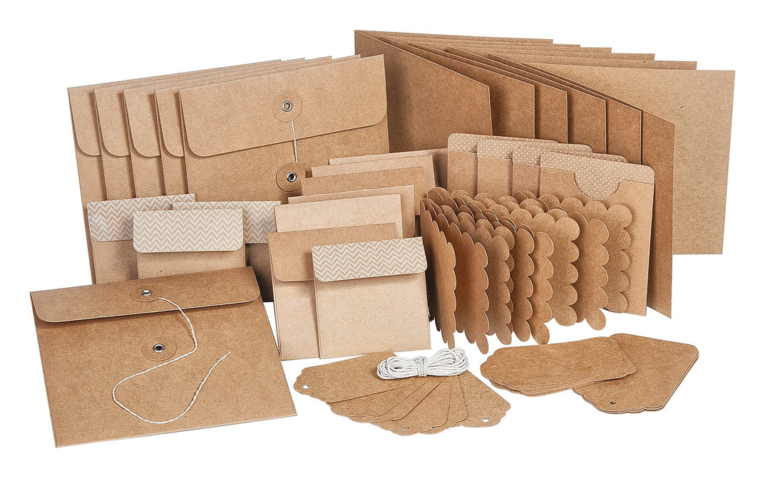 VBS Mega Vintagekarten-Set 50 Stück naturfarben Hochzeit Geburtstag Taufe Einladungskarten Umschläge