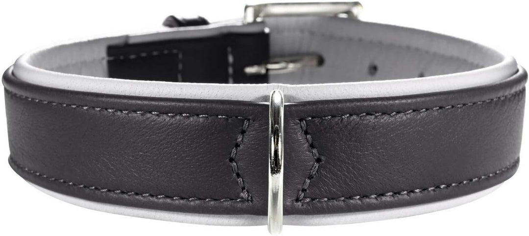 HUNTER CANADIAN Hundehalsband, Leder, hochwertig, weich, 30 (XS), dunkelgrau/grau dunkelgrau/grau 30