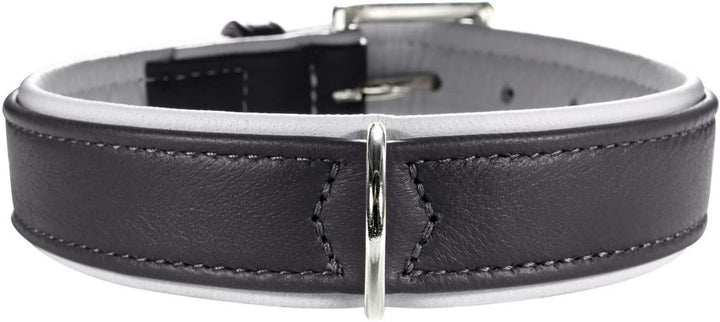 HUNTER CANADIAN Hundehalsband, Leder, hochwertig, weich, 30 (XS), dunkelgrau/grau dunkelgrau/grau 30