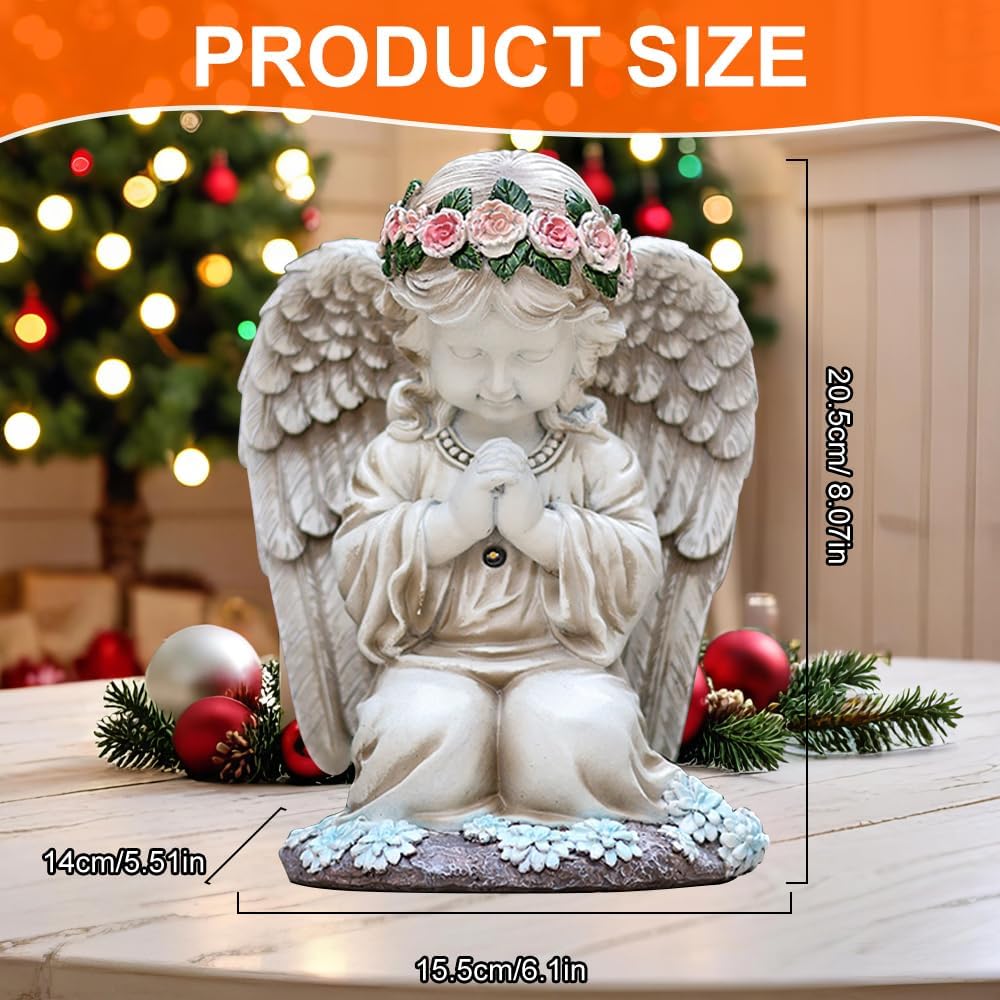 Grabschmuck Wetterfest, Solar Engel Gartenstatuen, Wetterfest Grabschmuck, Grabengel mit Led Solarle