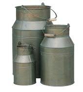 Klocke Zinkgefässe Grosse Milchkanne mit Henkel - 3er Set - Farbe: Bronze - Höhe 48cm/37cm/25cm - Ø
