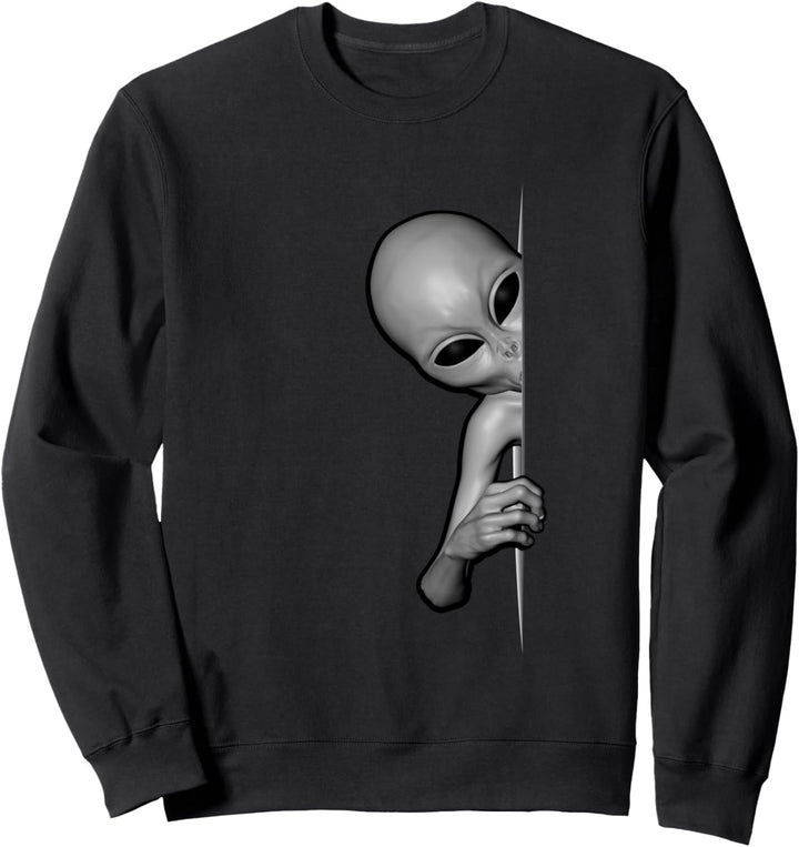 Grauer Alien Peeking – Zeta Reticuli Ufonaut – UFO Abduction Sweatshirt