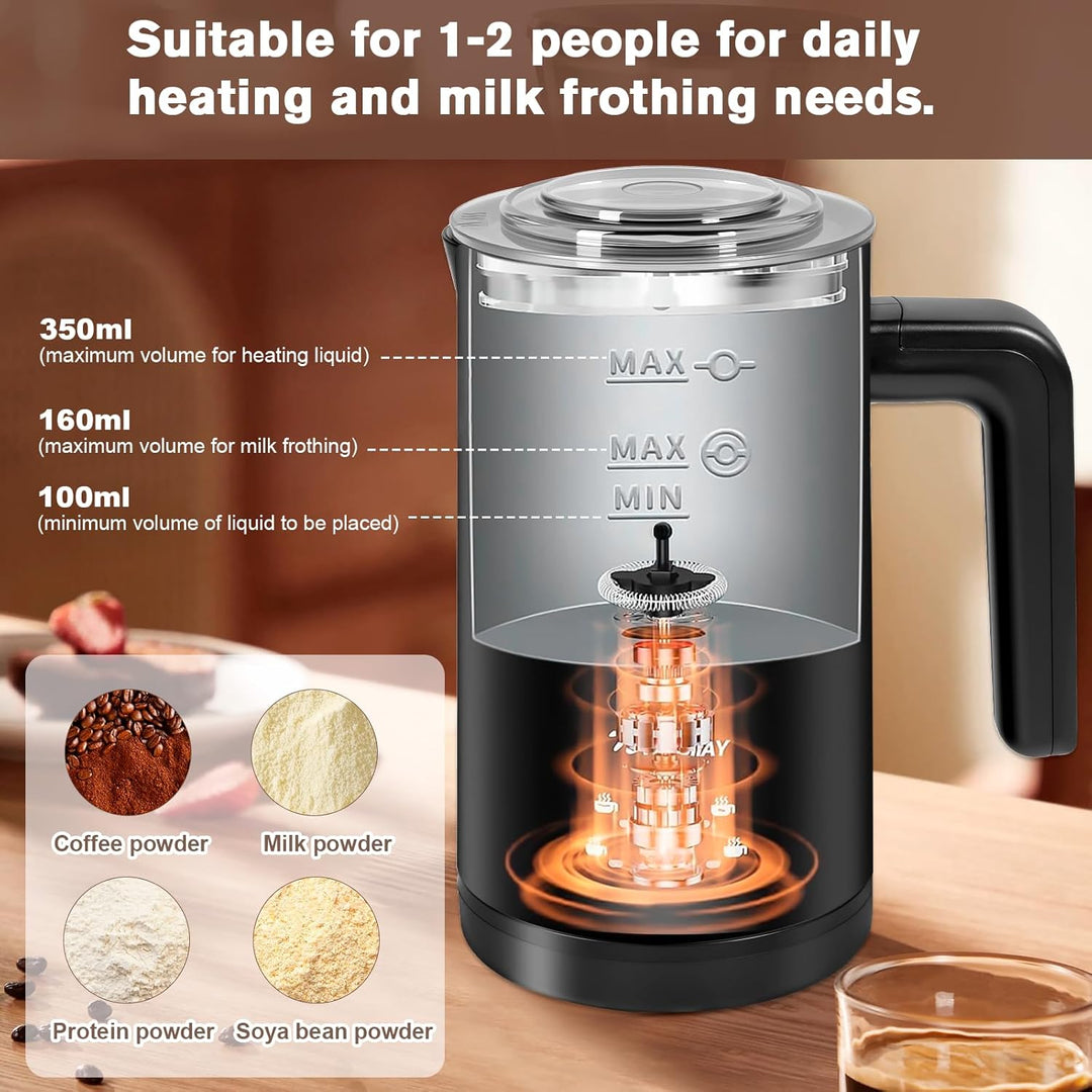 Carehabi Milchaufschäumer Elektrisch 100ml-350ml 4 in 1 Milchschäumer Elektrisch für Heisser und Kal