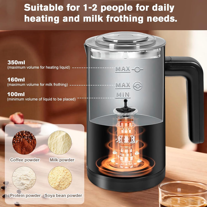 Carehabi Milchaufschäumer Elektrisch 100ml-350ml 4 in 1 Milchschäumer Elektrisch für Heisser und Kal